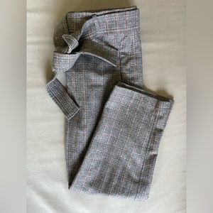 Aritzia Wilfred Tie Front Wool Pants, 4, Grey Orange Heather Checkered